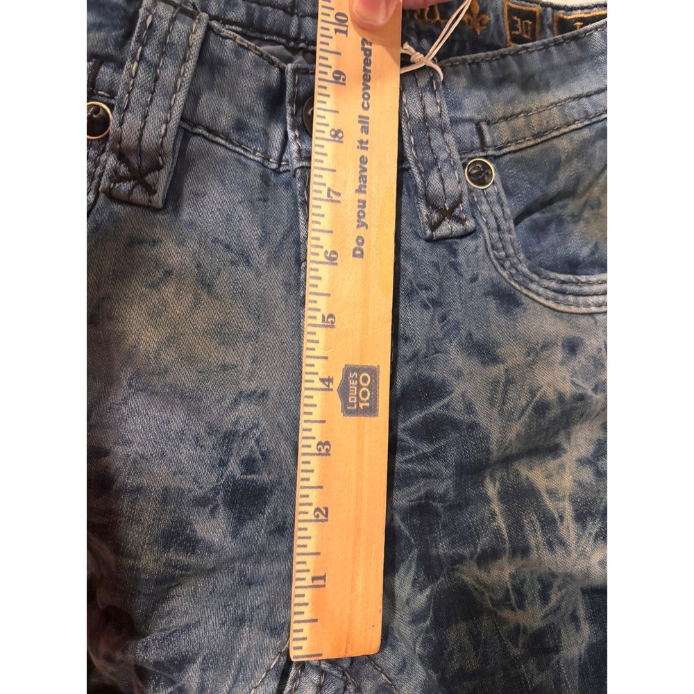 Rock Revival Teles Alt Straight Blue Tie-Dye Embellished Jeans 30/32 - Picture 9 of 9